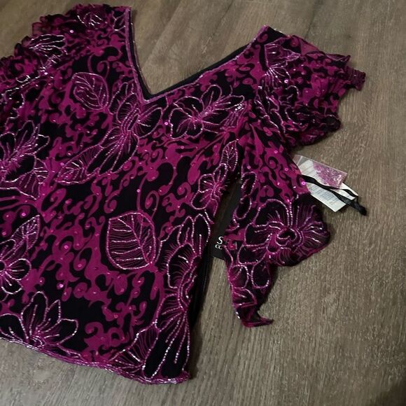 Vintage 90s Sean Collection Womens Silk Pink Beaded Top Blouse Deadstock New L - Picture 4 of 13